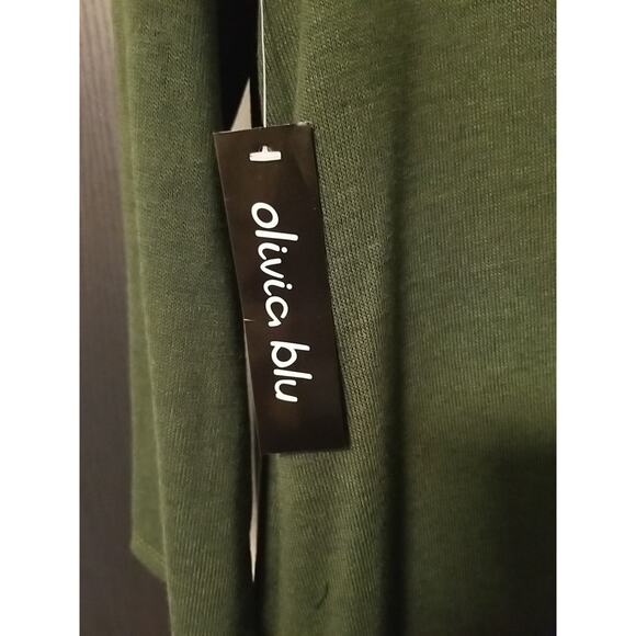 Olivia Blu Duster Cardigan Women’s 1x Long Sleeves Pockets Dark Green - Picture 5 of 7